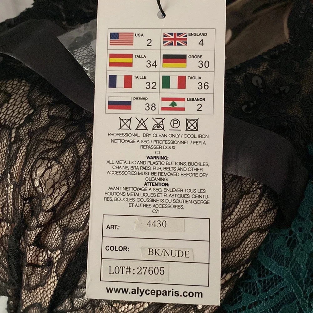 Alyce Paris Black and Nude Lace and Bead Cocktail Dress - Picture 6 of 6